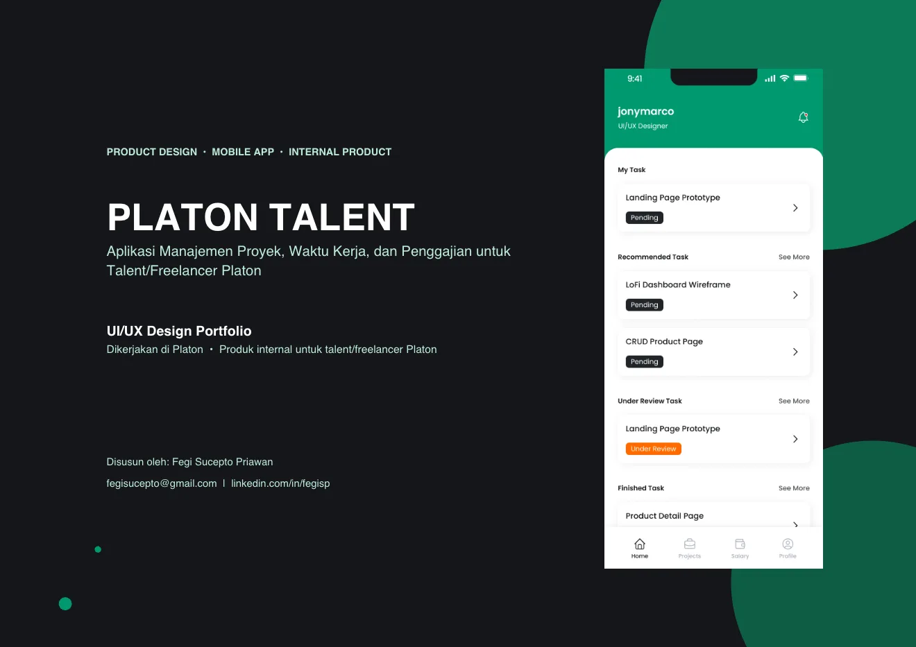 Platon Talent Mobile UI/UX portfolio